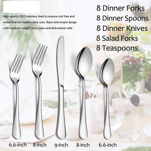 Ensemble de couverts en acier inoxydable raffiné, poli miroir, vaisselle moderne pour les repas quotidiens en famille et les rassemblements décontractés - Product Image 2