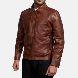 Chaqueta Larga de Cuero Genuino de Diseño Clásico de Temporada para Hombre, Ropa Casual de Alta Calidad con Cremallera Térmica - Product Image 1