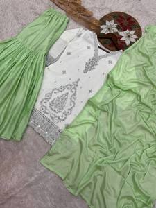 Nueva colección tradicional pakistaní lista para usar con lentejuelas bordadas Work Top-Sharara con Dupatta para fiestas - Product Image 3