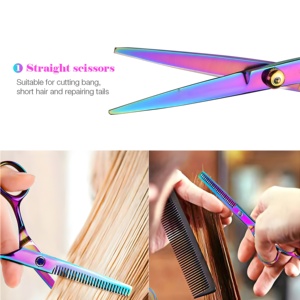 Tendance Design Bord Convexe Ciseaux De Coiffure Spécial multi couleur pour salon professionnel Coiffure Ciseaux En Acier Japonais - Product Image 2