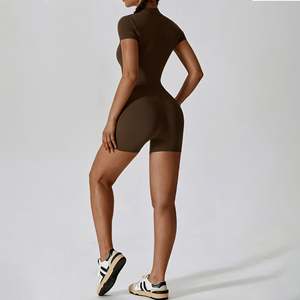 2025 Sportwear Yoga Short Zip Jumpsuits High Quality Sexy Fashion Wear Fitness Sports Bodysuit Gym Women One Piece Jumpsuit - Product Image 4