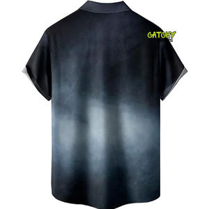 T-shirt décontracté pour homme en sergé, à manches courtes, coupe ample, séchage rapide, imprimé 3D, style hawaïen, pour la plage, style urbain, avec boutons - Product Image 3