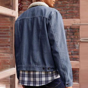 Chaqueta vaquera con lavado ácido para hombre, chaqueta vaquera informal de invierno cálida con forro de Sherpa, ropa de calle OEM Pakistán - Product Image 3