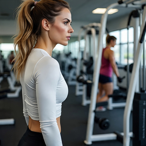 Femmes Crop Quick Dry T Shirts Ladies Athletic Solid Color Yoga Short Sleeve Yoga Fitness Crop Tops Women - Product Image 3