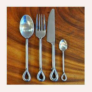 Meilleures ventes de couverts de luxe en acier inoxydable en gros ensemble de cuillère fourchette couteau ensembles de couverts finition argentée pour le dîner de mariage - Product Image 3