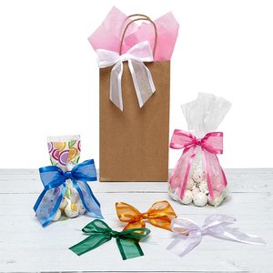 Lazo de alambre arabescado hecho a mano, pre-atado, de organza de poliéster floral, para decoración de cumpleaños y fiestas con estilo floral. - Product Image 1