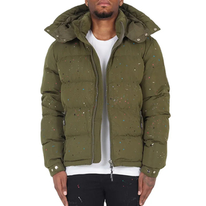 เสื้อแจ็คเก็ตพัฟเฟอร์สำหรับผู้ชายแบบขายส่ง ลายเฮนน่า ปรับแต่งได้ เสื้อโค้ทฤดูหนาวมีฮู้ดและคอตั้ง - Product Image 2