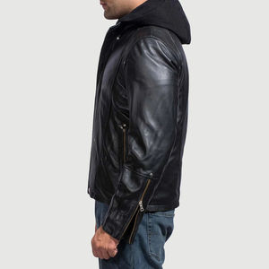 Meilleur prix, veste en cuir à capuche de qualité, veste en cuir personnalisée pour hommes, veste en cuir à la mode au Pakistan - Product Image 4
