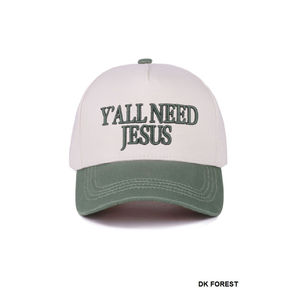 Y'all Need Jesus Two Tone Cotton Canvas <b>Cap</b> for Casual Wear - Product Image 1