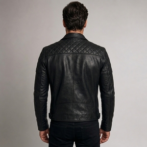 Veste en cuir pour homme de qualité supérieure, coupe-vent, chauffante, col rabattable, coutures durables, personnalisation de la marque, qualité d'exportation - Product Image 2