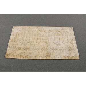 พรมตุรกีวินเทจ ขนาด 2x3.5 ฟุต พรมขนาดเล็ก สีเบจขอบสีน้ำตาล พรมขนสัตว์ - Product Image 3