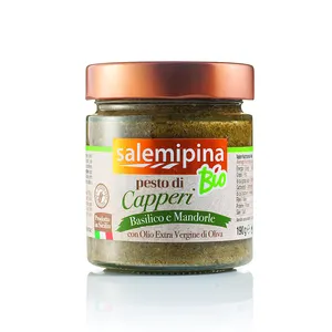 100% Italian Top Quality Ready To Use Apetizer Sicilian Capers Pesto with almonds190 gr