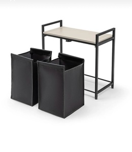 Tốt Nhất 2-Ngăn Kim Loại Khung Giặt Giỏ Kéo-out Túi Xách Có Thể Tháo Rời Quần Áo Tổ Chức Cho Phòng Giặt ủi - Product Image 3