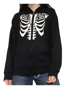 Wholesale Customized Men's Oversized Fleece Solid Skull <b>Hoodie</b> 100% Cotton Breathable Anti-shrink Full Zip <b>Skeleton</b> Spring - Product Image 2