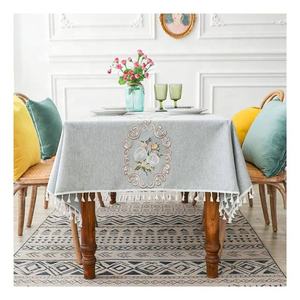 Nouveau beau demi-dentelle blanche attachée 100% coton biologique GOTS certificat nappes différentes tailles imprimer protecteurs de Table - Product Image 3