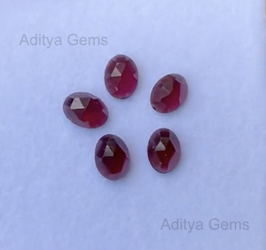 Grenat naturel ovale Rose coupe dos plat à facettes rouge forme à facettes pierres semi-précieuses pierres lâches à facettes Jaipur fabricant - Product Image 1