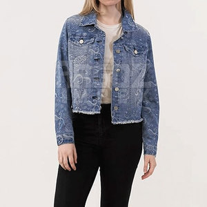 Dernière veste en jean pour femmes en polyester 100% veste d'hiver imperméable avec remplissage en coton tricoté en gros disponible - Product Image 2