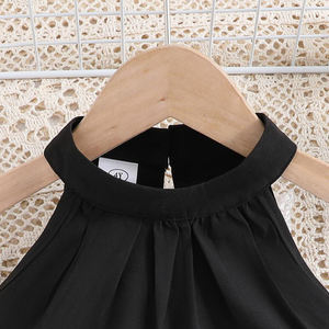 ชุดสูทสำหรับเด็กผู้หญิงเสื้อแขนกุดสีดำและสีขาวชุดสองชิ้นมีสไตล์วันเกิดปาร์ตี้ลำลองขนาดใหญ่พิเศษ - Product Image 4