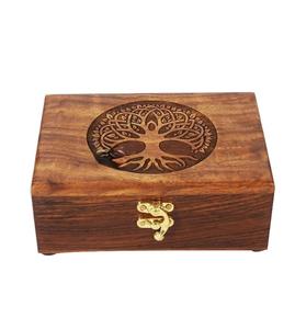 โรสวูดแฮนด์เมดโกศไม้ต้นไม้แห่งชีวิตแกะสลักกล่องเครื่องประดับแกะสลักด้วยมือสําหรับผู้หญิง-ผู้ชายอัญมณี | แอคเซนต์ตกแต่งบ้าน - Product Image 3