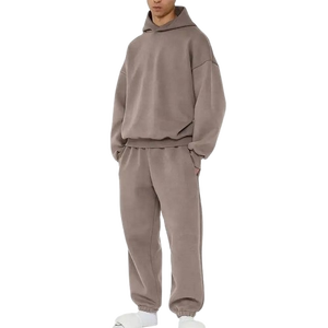 Ensemble survêtement deux pièces de luxe personnalisé en gros, molleton épais, hiver, hip-hop, surdimensionné, ample, en coton, pour - Product Image 4