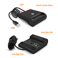 Lector de Tarjetas Inteligentes con Cable USB 2.0 ZOWEETEK, Lector de Tarjetas DNi/CAC/IC/ID/ATM/Banco EMV ZW-12026-2