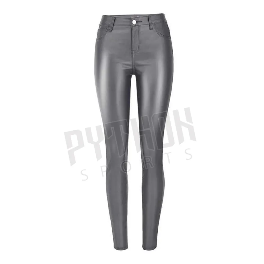 Pu Leather Pants For Women 2022 Office Stacked High Waisted Womens Elegant Fashion Black Wide Leg Leather Pants Women