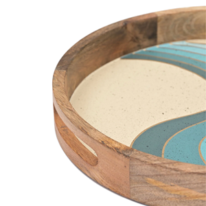 Plateau en bois fait main vaisselle articles de décoration coffret cadeau vente en gros plateau rond en bois organisateur affichage du Vietnam décoration de table - Product Image 3