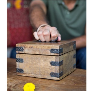 Ready to Ship Wooden Storage <b>Box</b> Handcrafted Design Natural Wood <b>Box</b> Mango and Acacia Wood <b>Keepsake</b> <b>Box</b> with Multiple Use - Product Image 2