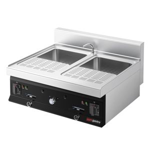Cuiseur à pâtes électrique professionnel - Double cuve - Sur comptoir - 2x26L - 12kW - avec robinet de vidange - Profondeur 700mm - Product Image 4
