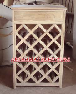 Porte-bouteilles Porte-bouteilles en teck Armoire à bouteilles Armoire de salon Armoire de bar Armoire en teck - Product Image 2