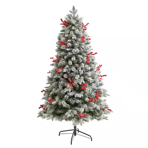 Nouvelle conception, <span class=keywords><strong>sapin</strong></span> de Noël <span class=keywords><strong>artificiel</strong></span> pré-éclairé de 1,8 m avec lumières LED, neige tombante, fruits rouges en PVC, mélange de PE, <span class=keywords><strong>sapin</strong></span> de Noël - Product Image 3