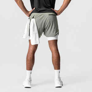 Short de musculation respirant 2 en 1 avec poche intérieure Gym Running Mens Shorts - Product Image 5