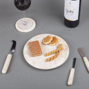 แผ่นรองชีสหินอ่อนสีเบจรอบหินอ่อนสีเบจแผ่นรองเสิร์ฟหินอ่อนสีเบจ - Product Image 6