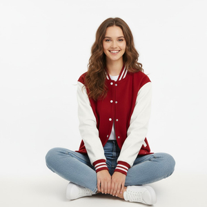 Chaqueta Universitaria de Felpa de Algodón para Mujer, Estampada, Proveedor de Fábrica OEM, Estilo Béisbol Personalizado, Ropa Exterior Informal de Moda al por Mayor - Product Image 6