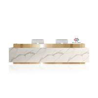 Bureau d'accueil moderne sur mesure pour cabinet d'avocats, salon de beauté - Surface solide, décoration lumineuse LED, utilisation hôtelière, garantie 10 ans