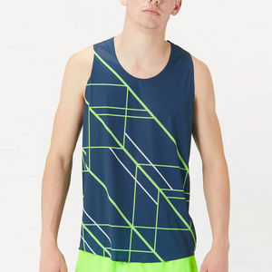 Men's Geometric Print Tank <b>Top</b> O-Neck Quick Dry Sporty Sleeveless <b>Navy</b> Green Pattern Knitted Polyester - Product Image 1