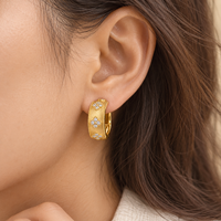 Boucles d'oreilles créoles trèfle en or 18 carats avec diamants de laboratoire, bijoux fins