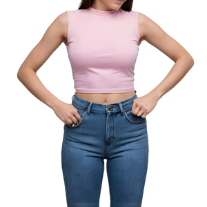 Sujetador deportivo de mezclilla para mujer, camiseta sin mangas con estampado 3D a cuadros, Top corto de Yoga, ropa de calle ajustada con agujeros, Camiseta deportiva de entrenamiento con apliques - Product Image 1