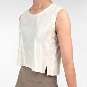Breathable Knit Crop Tank <b>Top</b> for Gym Training Plus Size Casual Sexy <b>High</b>-Low Slit - Product Image 1