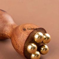Tradebyd Rouleau de massage facial pour visage en bois naturel pour anti-poches et désintoxication cutanée