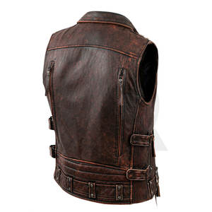 เสื้อกั๊กสำหรับขี่มอเตอร์ไซค์หนังผ้าใบคอตั้งระบายอากาศสำหรับผู้ชายมาใหม่ออกแบบตามสั่ง - Product Image 3