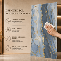Panneau mural en PVC effet marbre noir de luxe MORLENX avec veinage doré, finition brillante, pour la décoration intérieure d'hôtels et de villas