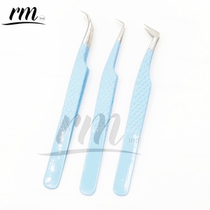 RMI Trending Product Sky Blue Powder coated y Silver Shin Tip Pinzas para Pestañas/Diamond Grip/Punta de punta de 90 / 45 grados - Product Image 6