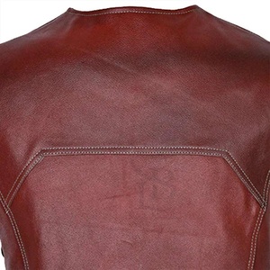 Nueva llegada de los hombres de cuero genuino de estilo informal con cuello en V Chaleco de lona transpirable ropa exterior de invierno Chaleco de cuero de los hombres - Product Image 6