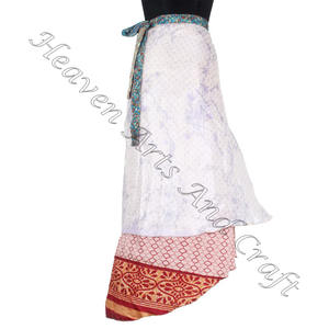 Reversible 2 Layer Adults <b>Wrap</b> Around <b>Skirt</b> 2 Layer Reversible Magic Silk Saris <b>Wrap</b> Long <b>Skirt</b> Bohemian Silk Sari <b>Skirt</b> Magic - Product Image 5