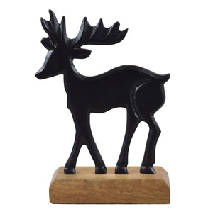 Decoración navideña de Reno negro de tamaño mediano, vajilla festiva para interiores y exteriores, lujosa forma de corazón, la mejor decoración navideña - Product Image 1