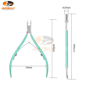 Cuticle Trimmer with Cuticle Pusher Green Color Plated Wholesale Price Beauty Instruments Cuticle Nipper Professional Grade - Product Image 6