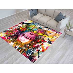 Alfombra con Diseño de Grafiti de Mono: Decoración Abstracta Colorida, Alfombra Impresa, con Pelo Suave - Product Image 5