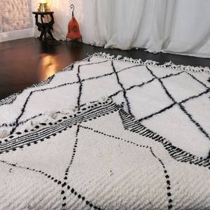 Noir et Blanc Designer Zigzag Motif Tapis Main Bloc Impression Motif Dhurries 100% Coton Matériel Tapis pour La Vie À La Maison - Product Image 2