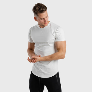 La mejor oferta, camiseta en blanco de manga corta de Color sólido para hombre, camisetas de entrenamiento de gimnasio, camiseta de secado rápido para correr, nueva moda - Product Image 5